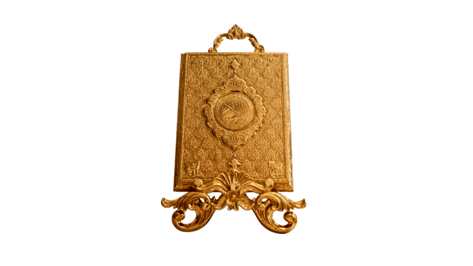 metal kuran kabı altın